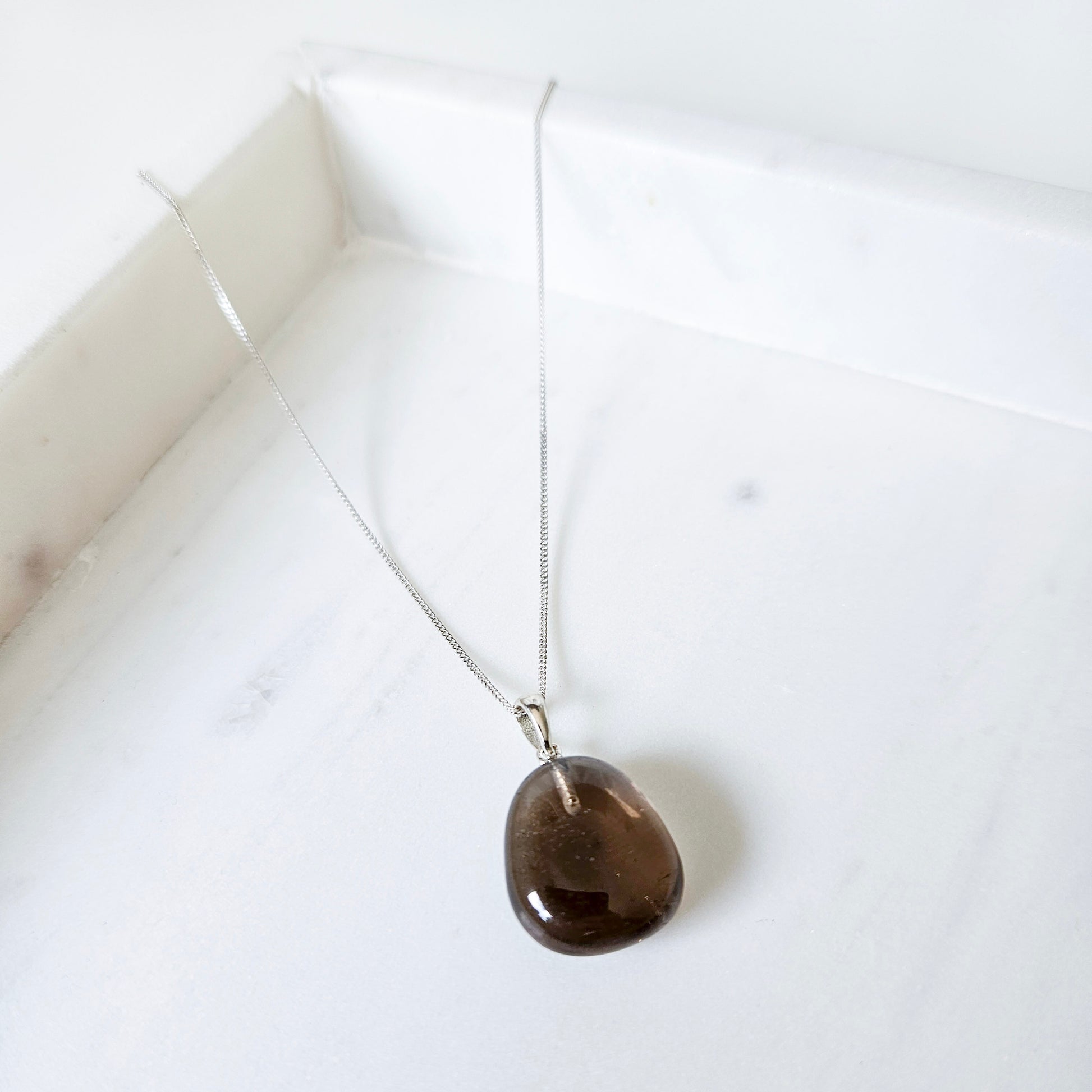 Tumbled Smoky Quartz Crystal Necklace Pendant