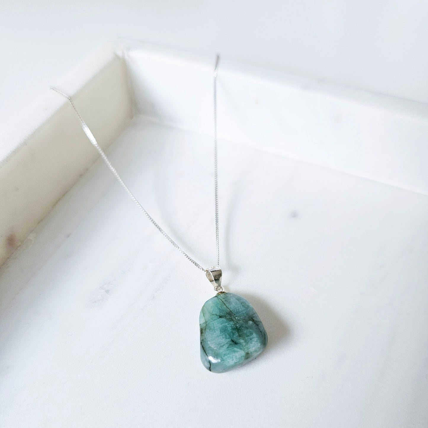 Tumbled Emerald Crystal Necklace Pendant