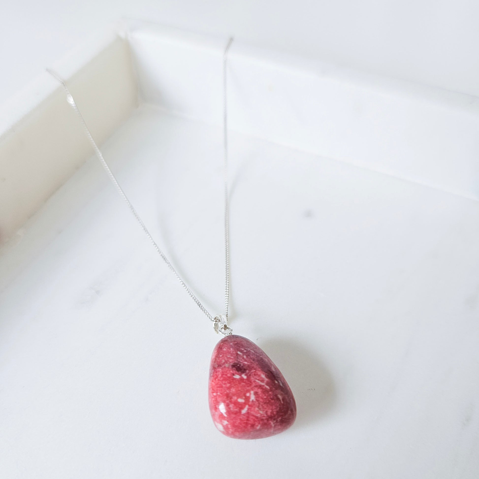 Tumbled Thulite Crystal Necklace Pendant