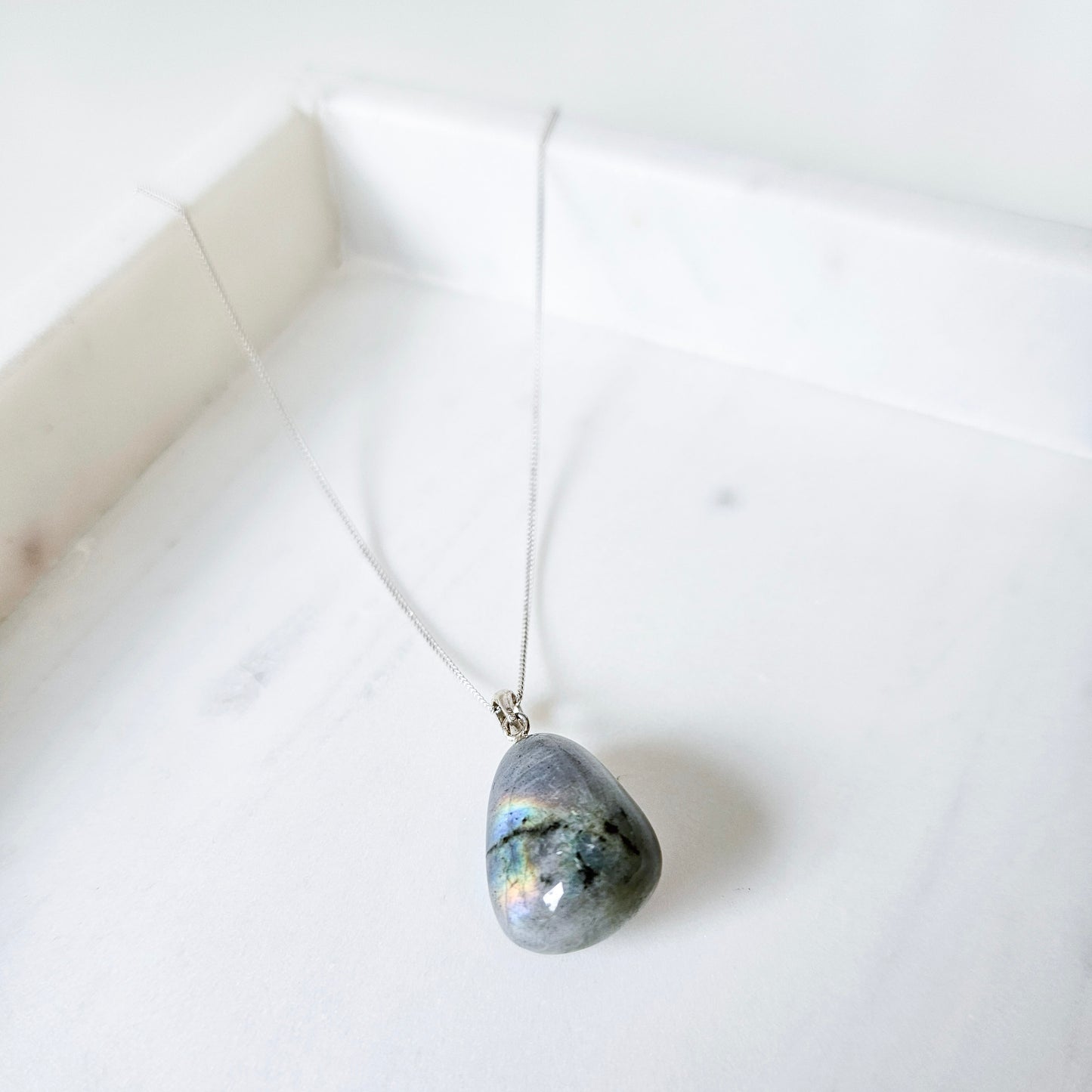 Tumbled Labradorite Crystal Necklace Pendant