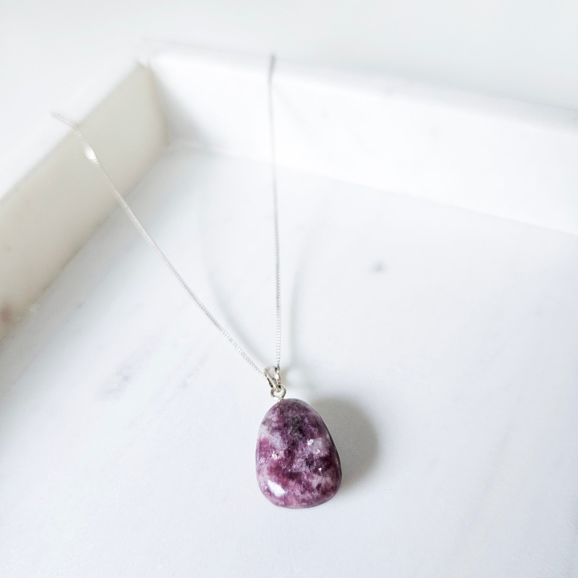 Tumbled Lepidolite Crystal Necklace Pendant